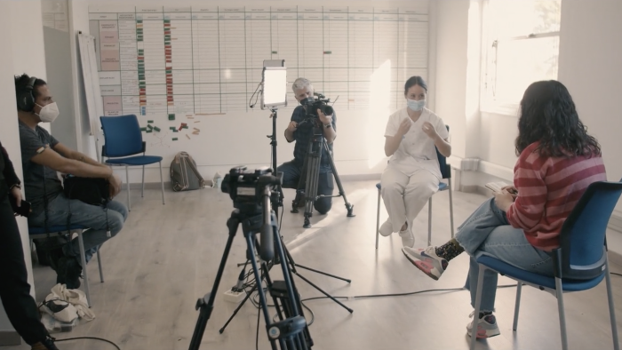 Aixa i Lyona en un moment de la conversa